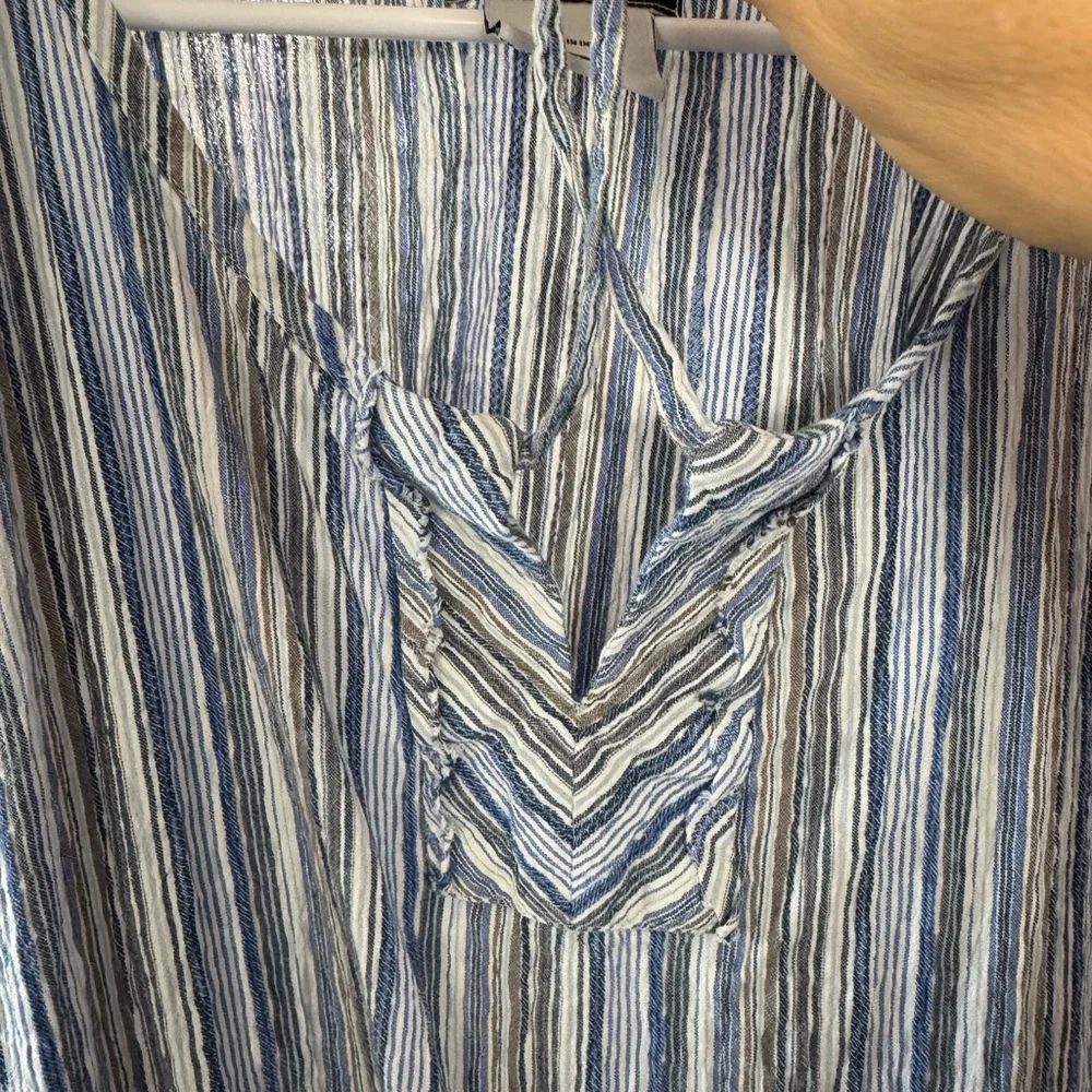 Columbia Striped Lace-Up Boho Short Sleeve Top size XL - Picture 5 of 7